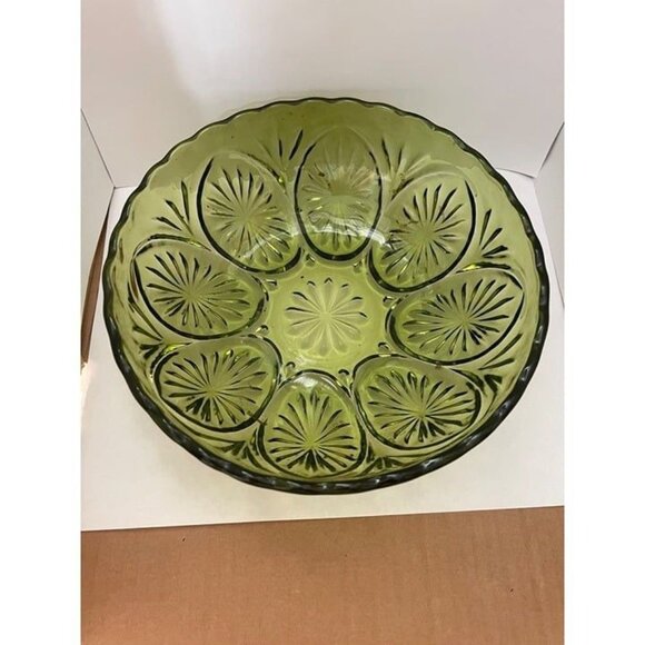 Anchor Hocking Avocado Bowl Chip Dip Piece Mid Century Modern Cocktail Party - Picture 1 of 4